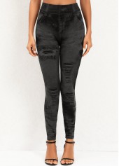 Tie Dye Print Black Elastic Waist Leggings