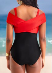 Contrast Criss Cross Black One Piece Swimwear