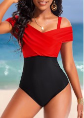 Contrast Criss Cross Black One Piece Swimwear