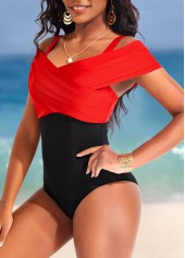 Contrast Criss Cross Black One Piece Swimwear