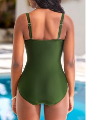 Fold Criss Cross Green One Piece Swimwear
