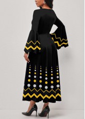 Polka Dot Criss Cross Black V Neck Dress