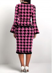 Houndstooth Print Two Piece Hot Pink Top and Skirt