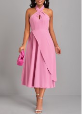 Criss Cross Layered Pink Sleeveless Dress