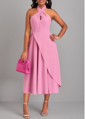 Criss Cross Layered Pink Sleeveless Dress