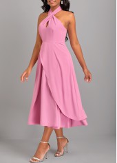 Criss Cross Layered Pink Sleeveless Dress
