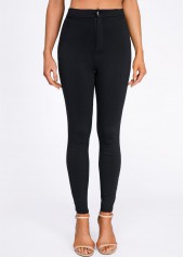Black Button Fly Skinny High Waisted Pants