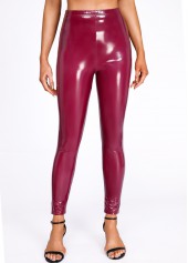 Skinny Wine Red High Waisted Leggings