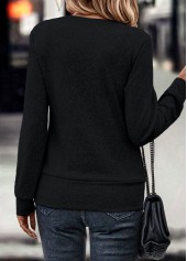 Fake 2in1 Square Neck Long Sleeve Black Sweatshirt
