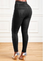Black Elastic Waist High Waisted Ankle Length Leggings