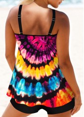 Tie Dye Print Metal Ring Tankini Set