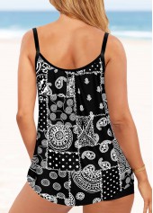 Bowknot Black Tribal Print Tankini Top-No Bottom