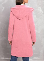 Zipper Hooded Long Sleeve Pink Coat