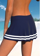 Navy Plus Size Mid Waisted Striped Pantskirt