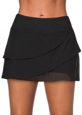 Layered Black High Waisted Swim Skirt