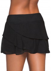 Layered Black High Waisted Swim Skirt