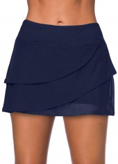 Layered Crossover Hem Solid Swim Skirt