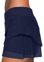 Layered Crossover Hem Solid Swim Skirt
