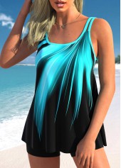 Double Straps Ombre Cyan Tankini Top-No Bottom