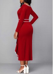 Red Contrast Binding Round Neck Bodycon Dress