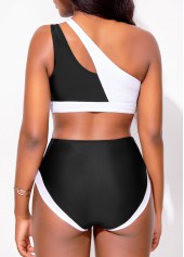 Black Contrast High Stretch Cutout One Piece Swimwear