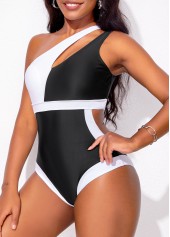 Black Contrast High Stretch Cutout One Piece Swimwear