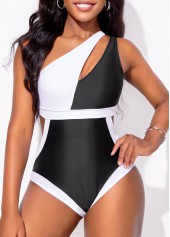 Black Contrast High Stretch Cutout One Piece Swimwear