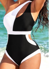 Black Contrast High Stretch Cutout One Piece Swimwear