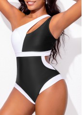 Black Contrast High Stretch Cutout One Piece Swimwear