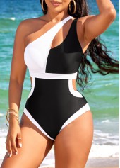 Black Contrast High Stretch Cutout One Piece Swimwear