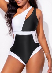 Black Contrast High Stretch Cutout One Piece Swimwear