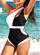 Black Contrast High Stretch Cutout One Piece Swimwear