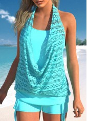 Hollow Lace Mint Green Tankini Top-No Bottom