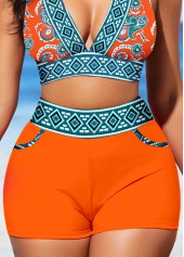 Tribal Print Tie Orange Bikini Set