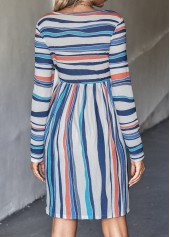 Striped Round Neck Multi Color Dress