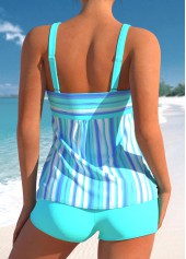 Wide Strap Striped Cyan Tankini Top-No Bottom