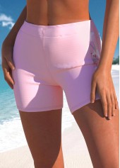 Floral Print Criss Cross Light Pink Tankini Set