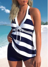 Striped Navy Tankini Top-No Bottom