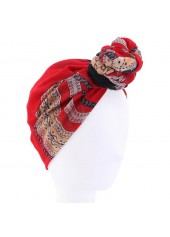 Tribal Geometric Print Wine Red Turban Hat