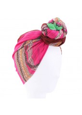 Tribal Print Hot Pink Tie Front Turban Hat