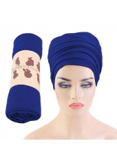 Stretchy Polyester Fold Dark Blue Turban Hat