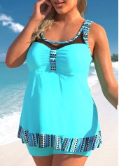 Wide Strap Plus Size Striped Tankini Set