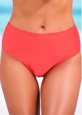 High Waisted Coral Red Stretch Bikini Bottom