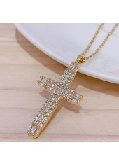 Cross Design Artificial Zircon Gold Necklace
