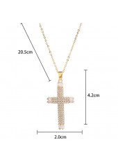 Cross Design Artificial Zircon Gold Necklace