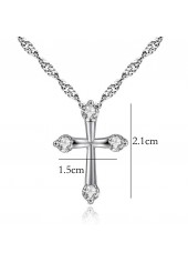 Sliver Rhinestone Design Cross Detail Necklace