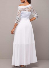 White Lace One Shoulder Maxi Dress
