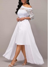 White Lace One Shoulder Maxi Dress