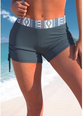 Tribal Print Dusty Blue Mid Waisted Swim Shorts