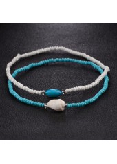 Multi Color Beads Plastic Anklet Set